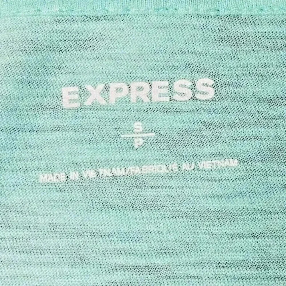 EXPRESS Women Long Sleeve Pullover V-Neck Green Casual Shirt Size Small Petite - Picture 11 of 12